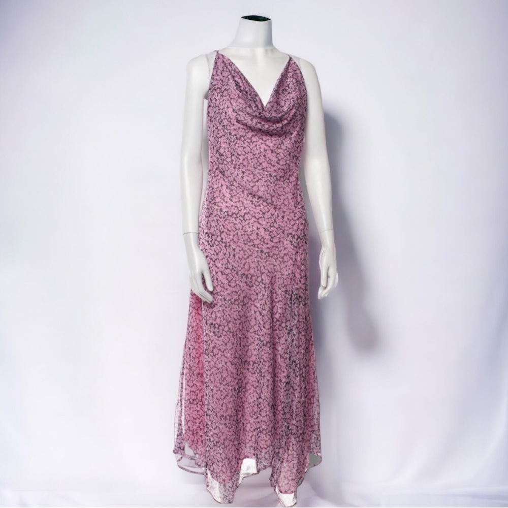 Misha Collection Printed Long Sleeveless Cowl Neck Dress Size 10 NWT
